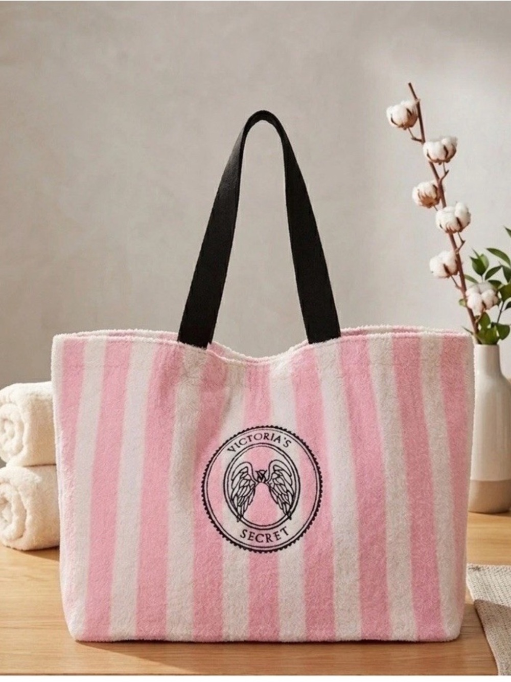 NWT Victoria's Secret Angel Pink Stripe Tote Bag